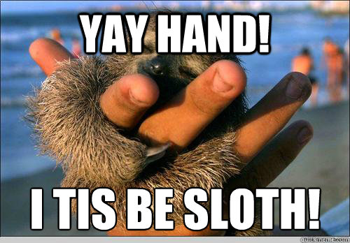 YAY hand! I tis be sloth!  cute baby sloth