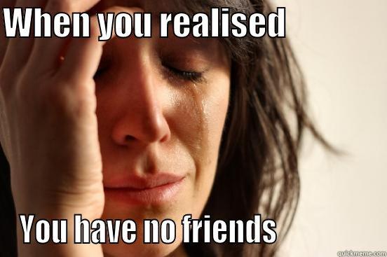 WHEN YOU REALISED                YOU HAVE NO FRIENDS                First World Problems