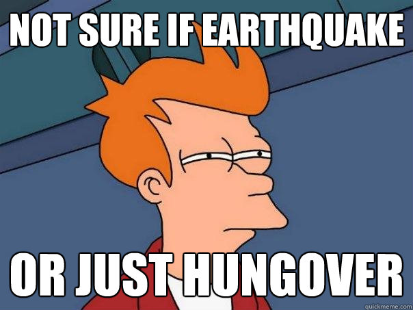 Not sure if Earthquake or just hungover - Not sure if Earthquake or just hungover  Futurama Fry