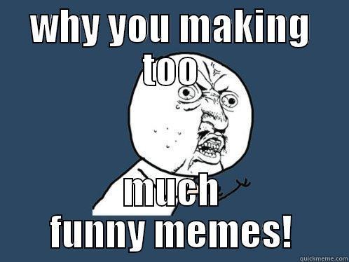 WHY YOU MAKING TOO MUCH FUNNY MEMES! Y U No