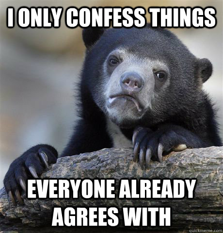 I only confess things everyone already agrees with - I only confess things everyone already agrees with  Confession Bear