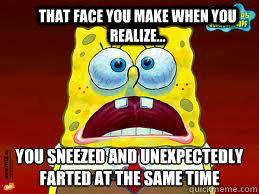 That face you make when you realize... you sneezed and unexpectedly farted at the same time  meth spongebob