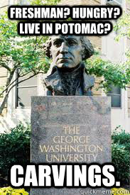 Freshman? Hungry? live in Potomac?  Carvings.  Ironic GWU