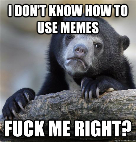 I don't know how to use memes fuck me right?  Confession Bear