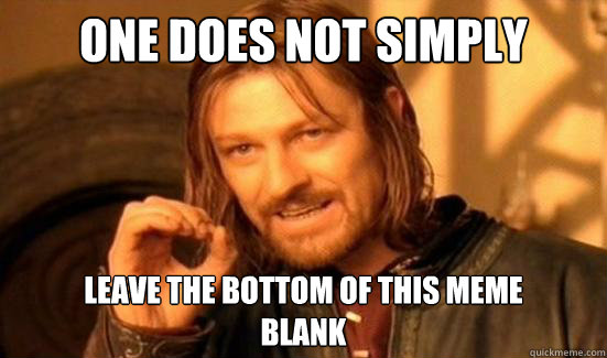 One Does Not Simply leave the bottom of this meme 
blank  Boromir
