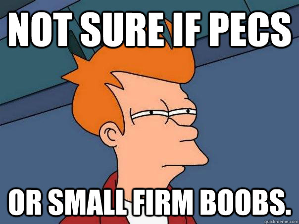 Not sure if pecs Or small firm boobs. - Not sure if pecs Or small firm boobs.  Futurama Fry