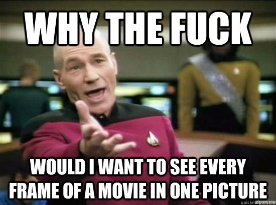 Why the fuck would i want to see every frame of a movie in one picture - Why the fuck would i want to see every frame of a movie in one picture  Annoyed Picard HD