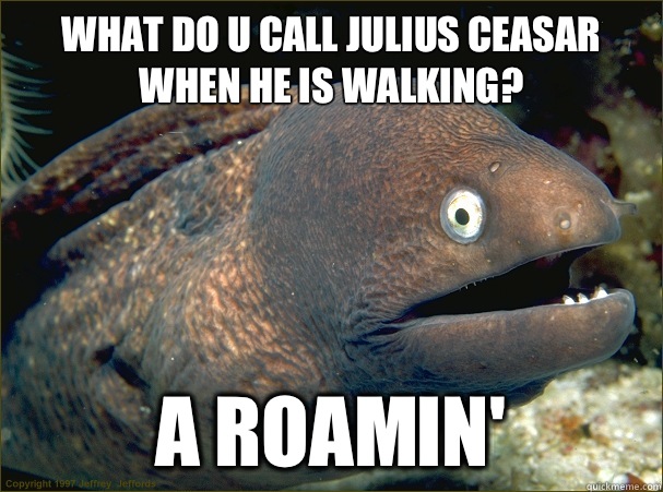 What do u call julius ceasar when he is walking? A roamin'  Bad Joke Eel