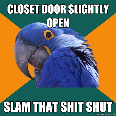 closet door slightly open slam that shit shut  Paranoid Parrot