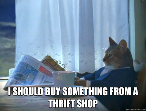  i should buy something from a thrift shop  The One Percent Cat