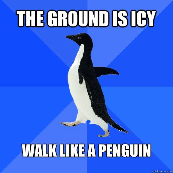 the ground is icy walk like a penguin  Socially Awkward Penguin
