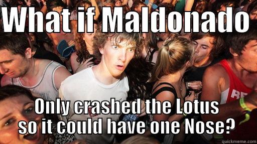 For F1GM - WHAT IF MALDONADO  ONLY CRASHED THE LOTUS SO IT COULD HAVE ONE NOSE? Sudden Clarity Clarence