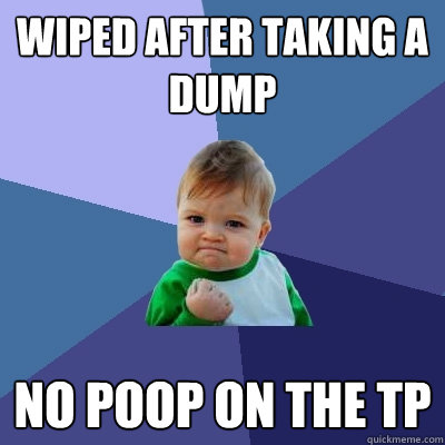 wiped after taking a dump no poop on the tp  Success Kid