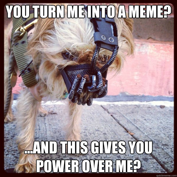 You turn me into a meme? ...and this gives you power over me?  