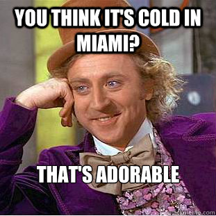 You think it's cold in Miami?  That's adorable
   Creepy Wonka