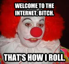 Welcome to the Internet, bitch. That's how I roll. - Welcome to the Internet, bitch. That's how I roll.  WTTIB