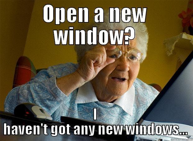 OPEN A NEW WINDOW? I HAVEN'T GOT ANY NEW WINDOWS... Grandma finds the Internet
