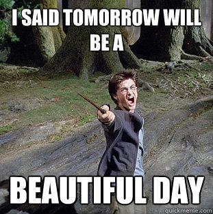 I SAID tomorrow will be a beautiful day  Pissed off Harry