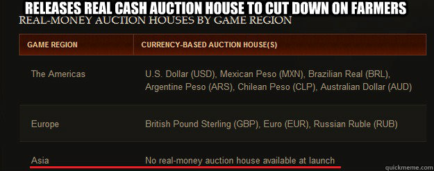 Releases Real Cash Auction House to Cut down on Farmers - Releases Real Cash Auction House to Cut down on Farmers  Diablo 3 Logic