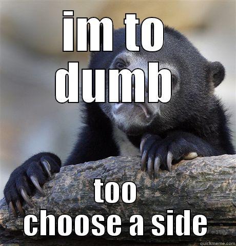 IM TO DUMB TOO CHOOSE A SIDE Confession Bear