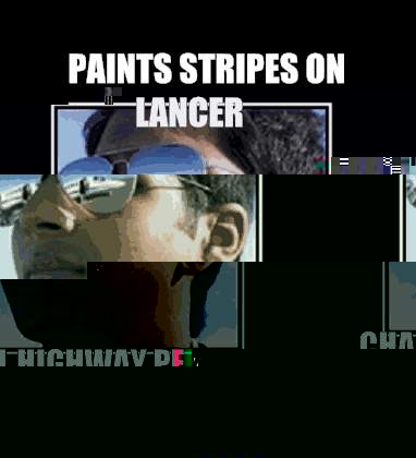 Paints stripes on Lancer Chal highway pe race karte hain  Rich Delhi Boy