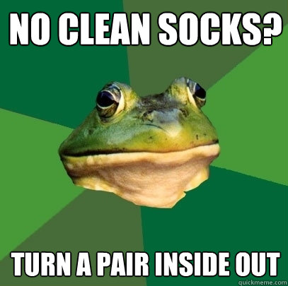 No Clean socks? Turn a pair inside out  Foul Bachelor Frog