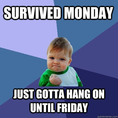 survived monday just gotta hang on until friday - survived monday just gotta hang on until friday  Success Kid