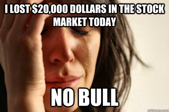 I Lost $20,000 dollars in the stock market today No bull  First World Problems