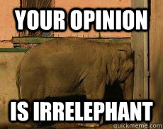 Your opinion Is irrelephant  