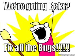 WE'RE GOING BETA? FIX ALL THE BUGS!!!!!! All The Things