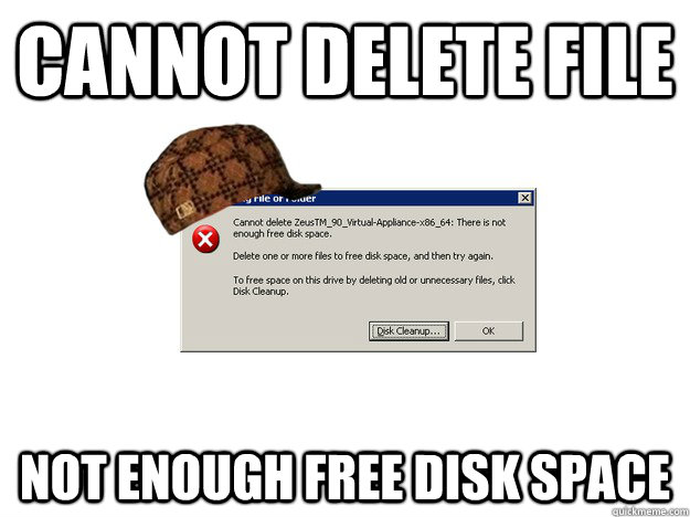 Cannot delete file Not enough free disk space - Cannot delete file Not enough free disk space  Misc