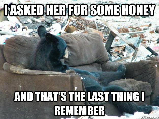 I asked her for some honey and that's the last thing i remember  