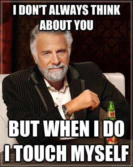 I don't always think about you but when i do I touch myself  The Most Interesting Man In The World