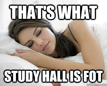 That's what STUDY HALL IS FOT  Sleep Meme
