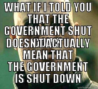 WHAT IF I TOLD YOU THAT THE GOVERNMENT SHUT DOWN DOESN'T ACTUALLY MEAN THAT THE GOVERNMENT IS SHUT DOWN Matrix Morpheus