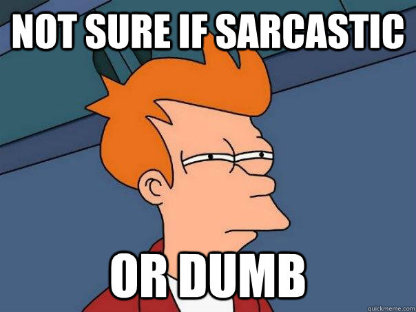 Not sure if sarcastic Or dumb  Futurama Fry