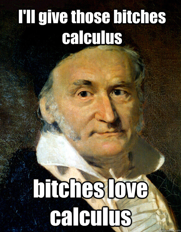 I'll give those bitches calculus bitches love calculus  Like a Gauss