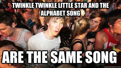 Twinkle Twinkle Little star and The alphabet song are the same song - Twinkle Twinkle Little star and The alphabet song are the same song  Sudden Clarity Clarence