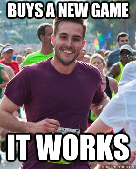 buys a new game it works  Ridiculously photogenic guy