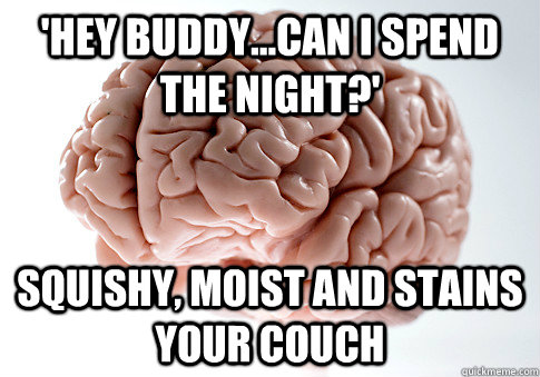'hey buddy...can i spend the night?' Squishy, moist and stains your couch  Scumbag Brain