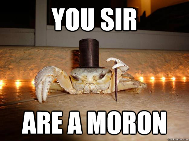 You sir Are a moron  Fancy Crab