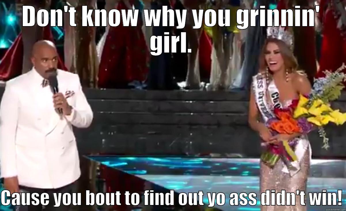 DON'T KNOW WHY YOU GRINNIN' GIRL.  CAUSE YOU BOUT TO FIND OUT YO ASS DIDN'T WIN! Misc