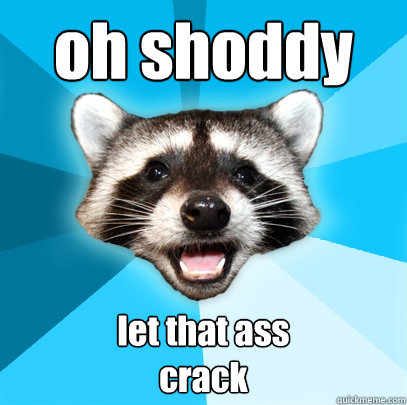 oh shoddy let that ass 
crack  Lame Pun Coon
