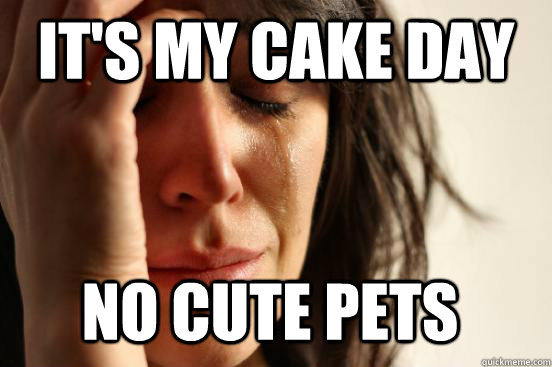 it's my Cake day No cute pets  First World Problems