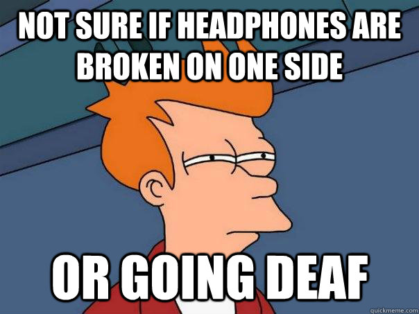 Not sure if headphones are broken on one side Or going Deaf  Futurama Fry