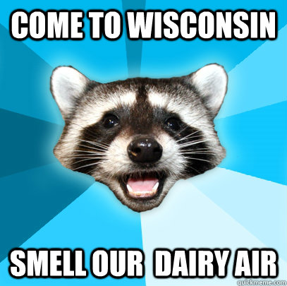 COME TO WISCONSIN SMELL OUR  DAIRY AIR  Lame Pun Coon