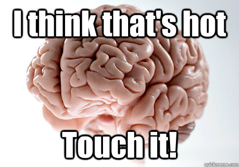 I think that's hot Touch it!  Scumbag Brain