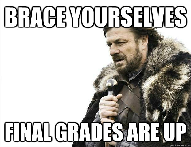 Brace yourselves Final grades are up  Brace Yourselves - Borimir