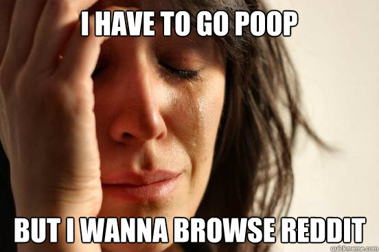 I have to go poop but i wanna browse reddit  First World Problems