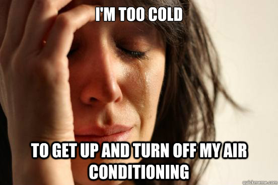 I'm too cold to get up and turn off my air conditioning  First World Problems